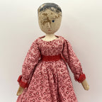 Antique Grodnertal Peg Wooden Jointed Doll with Stand