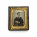 Antique Tintype Photograph in Hand-Tooled Leather Display Case