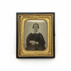 Antique Tintype Photograph in Hand-Tooled Leather Display Case