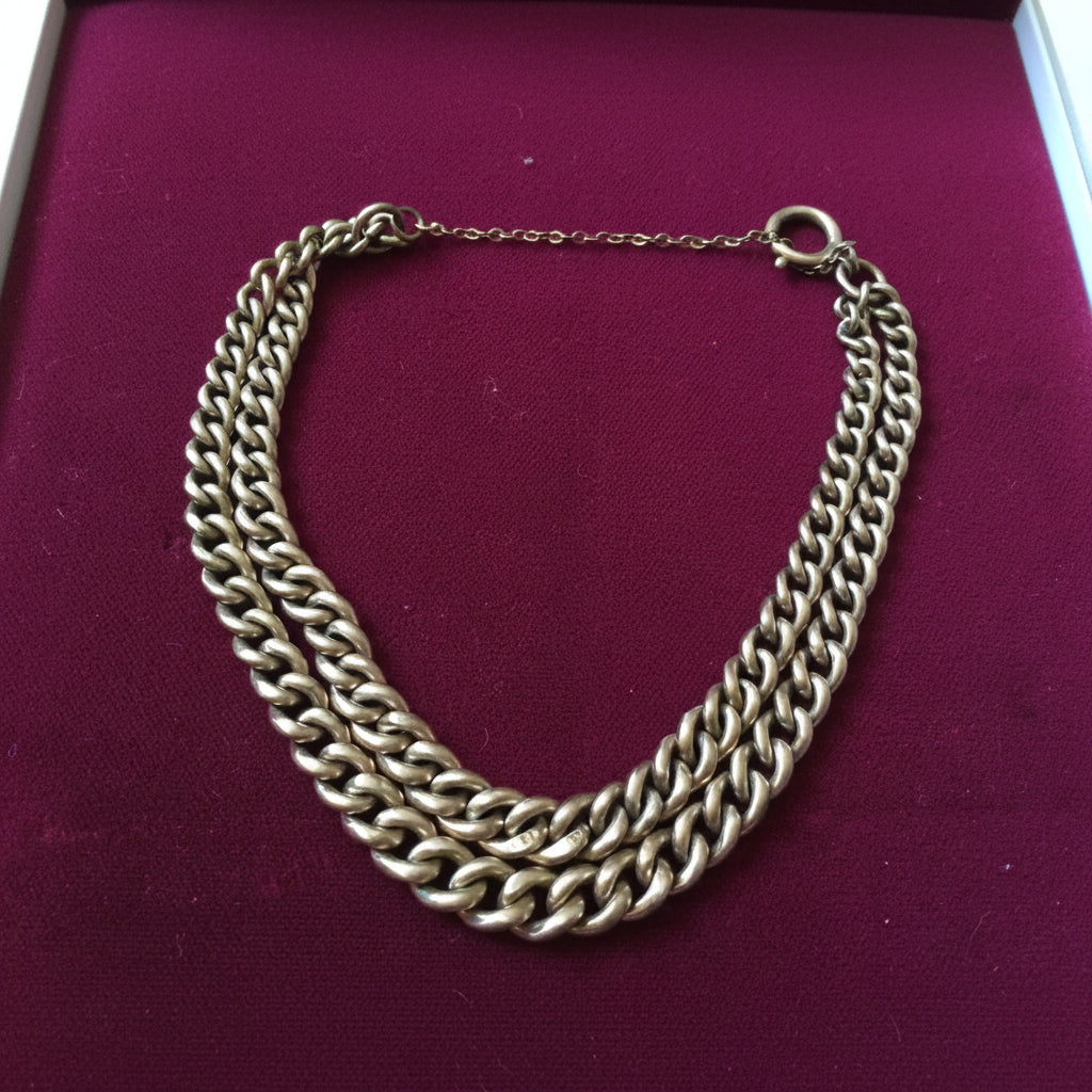 Antique Victorian 18CT Rose Gold Filled Crescent Link Bracelet