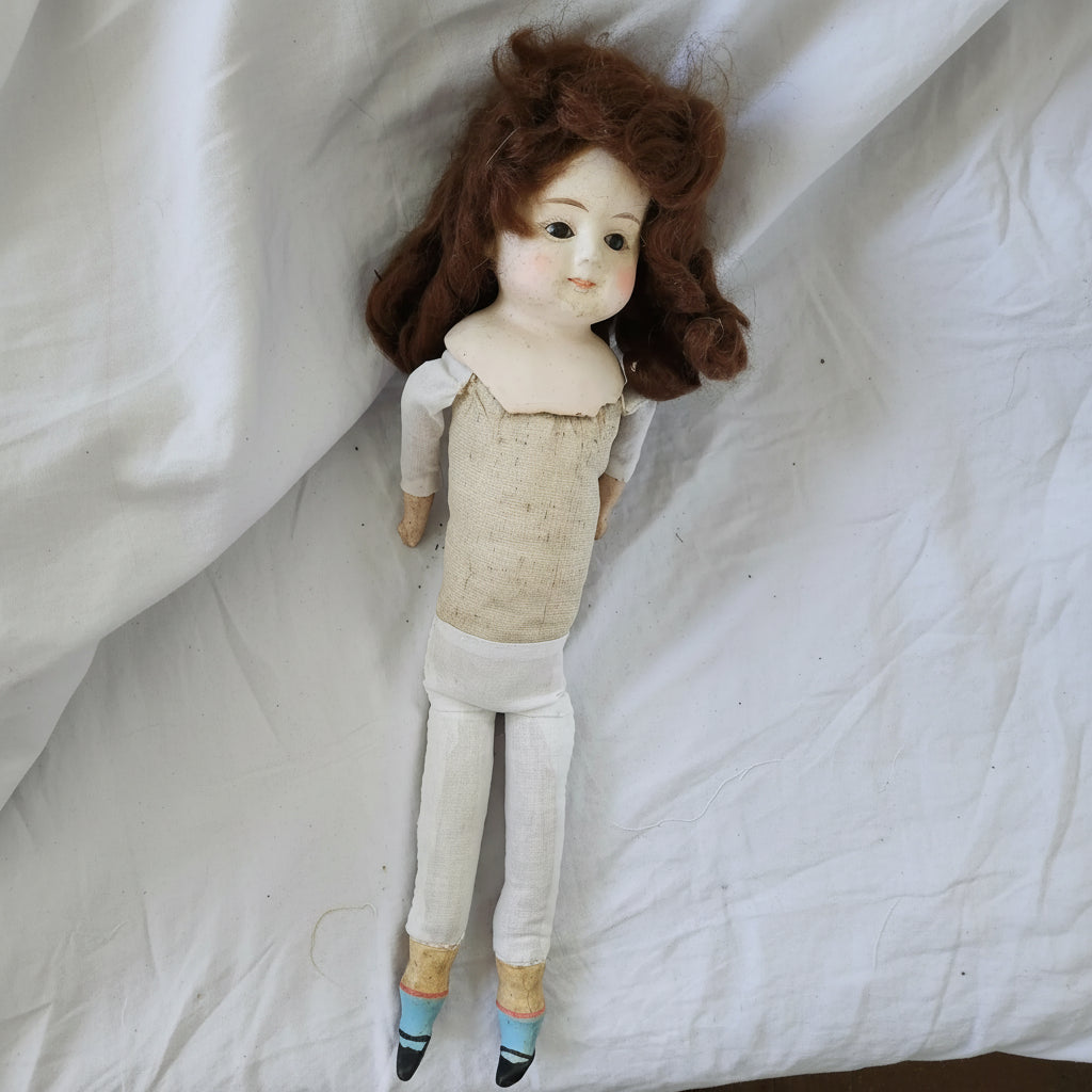 Antique Victorian Wax Over Composition Doll Named Mabel