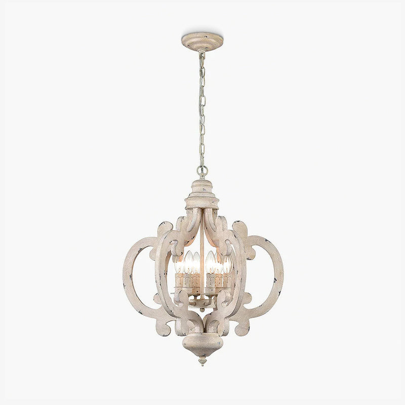 Antique White Style Chandelier Φ 19.7″ x H 24.8″ / Dia 50cm x H 63cm / Antique White Chandelier