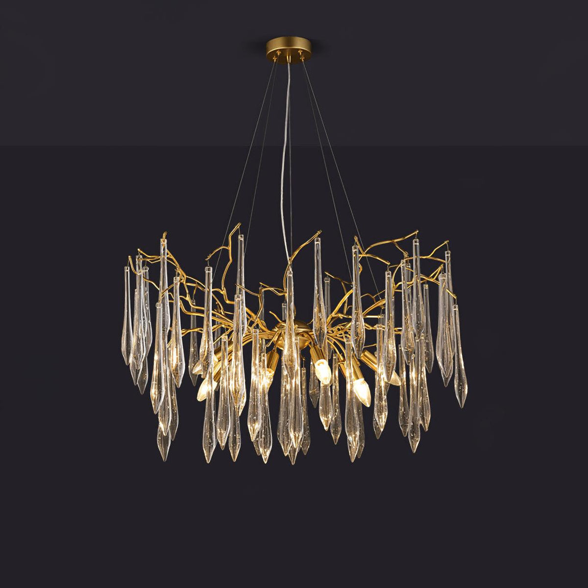 Aqua Funnel Chandelier 8 heads Φ 23.6″ x H 17.7″ / Dia 60cm x H 45cm / Gold + Clear Chandelier