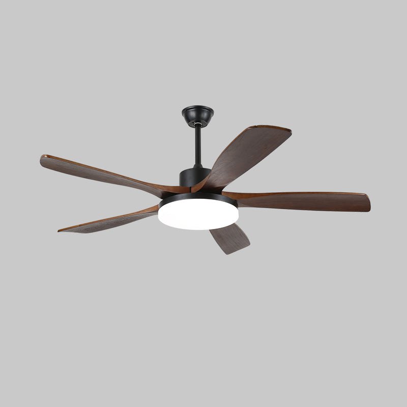 Keltis 42’’/52’’ Ceiling Fan Light ? 52″ x H 11.8″ / Model B Walnut Wood Grain & Black / Three-Color Changing Light
