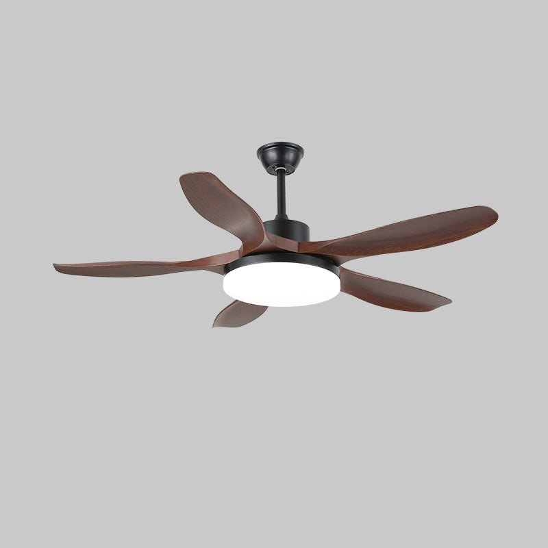 Keltis 42’’/52’’ Ceiling Fan Light ? 52″ x H 11.8″ / Model A Walnut Wood Grain & Black / Three-Color Changing Light