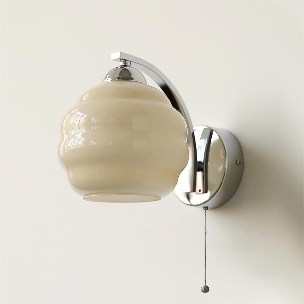 Gatsby Wall Lamp ? 5.9″ x H 6.3″ / Dia 15cm x H 16cm / Chrome + Beige / 1 Piece Wall lamp