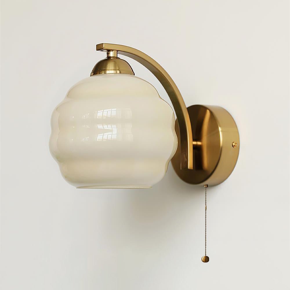 Gatsby Wall Lamp ? 5.9″ x H 6.3″ / Dia 15cm x H 16cm / Gold + Beige / 1 Piece Wall lamp