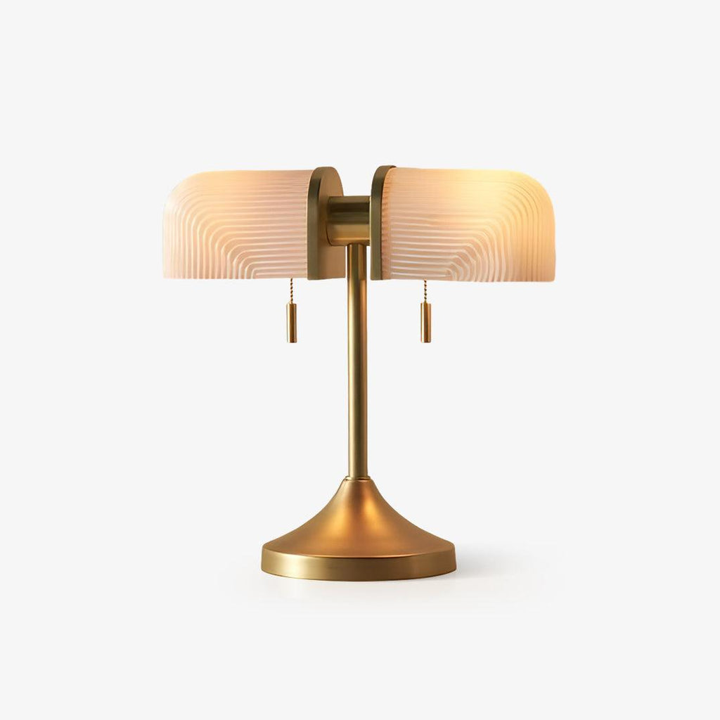 Ashby Table Lamp ? 15″ x H 7.9″ / Dia 38cm x H 20cm / Gold & White / US Plug Table lamp