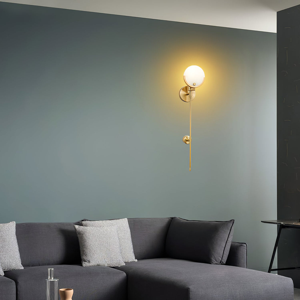 Crescent-Cradle Alabaster Globe Wall Sconce