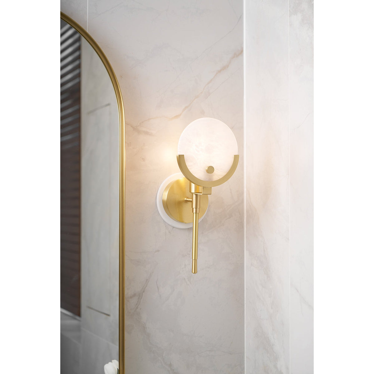 Crescent-Cradle Alabaster Globe Wall Sconce