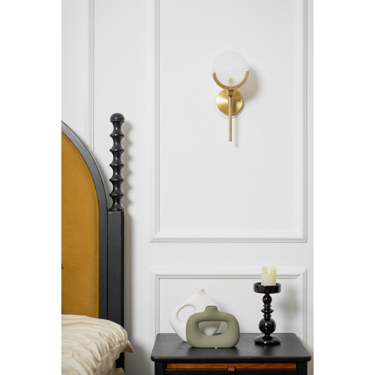 Crescent-Cradle Alabaster Globe Wall Sconce