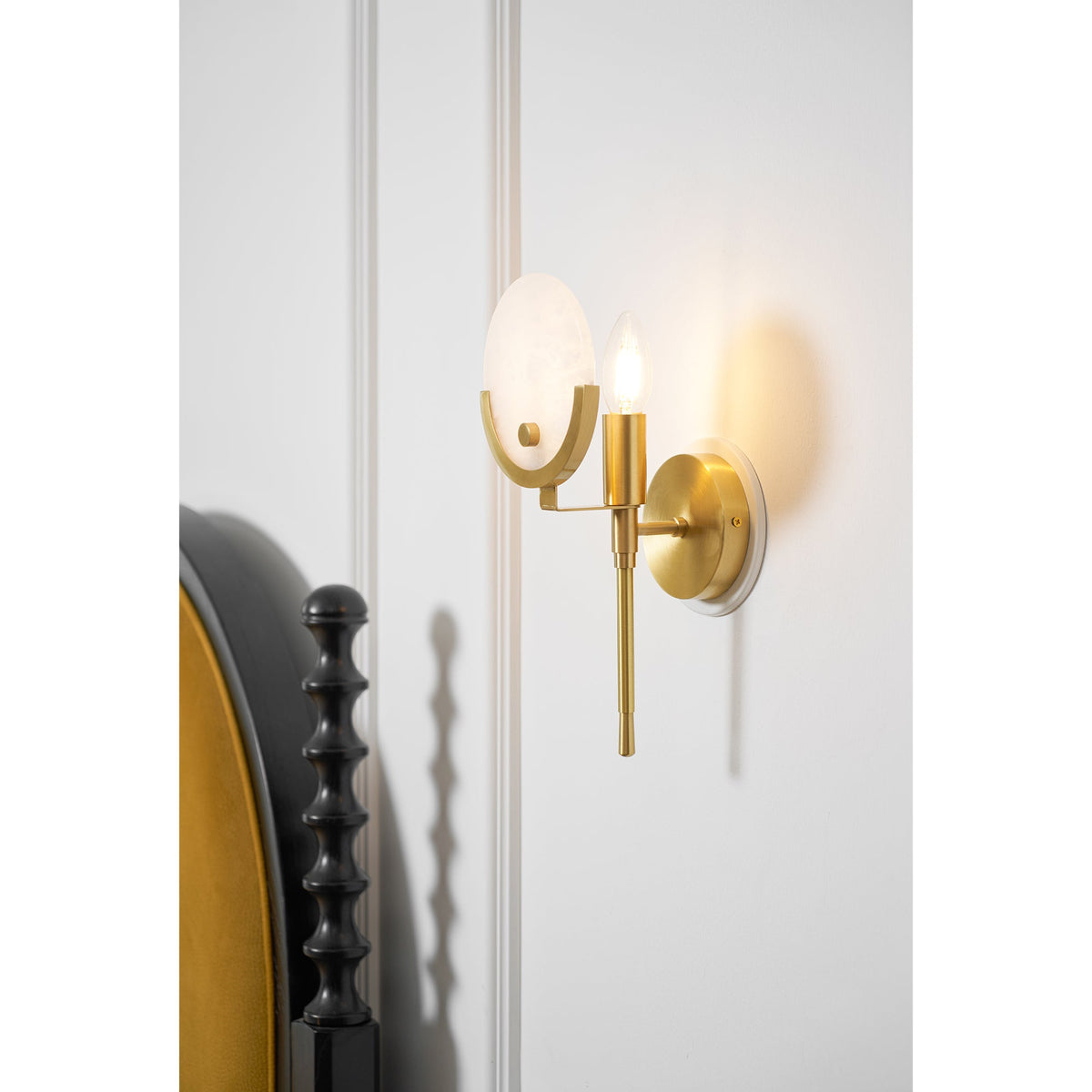 Crescent-Cradle Alabaster Globe Wall Sconce