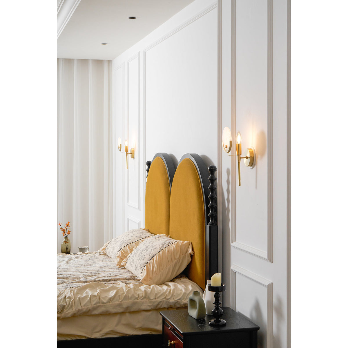Crescent-Cradle Alabaster Globe Wall Sconce