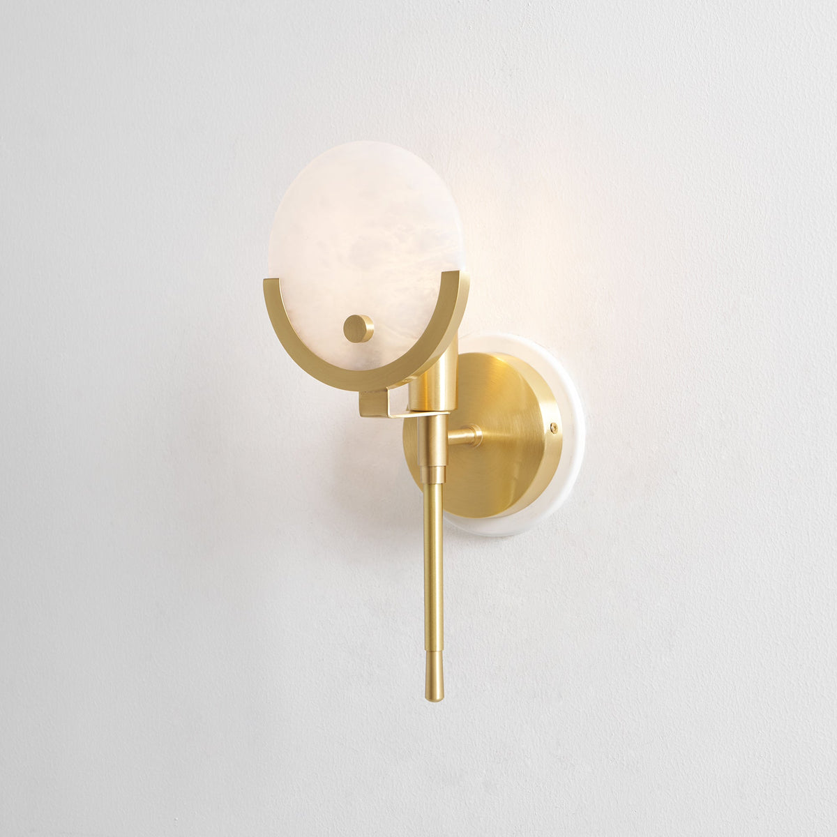 Crescent-Cradle Alabaster Globe Wall Sconce