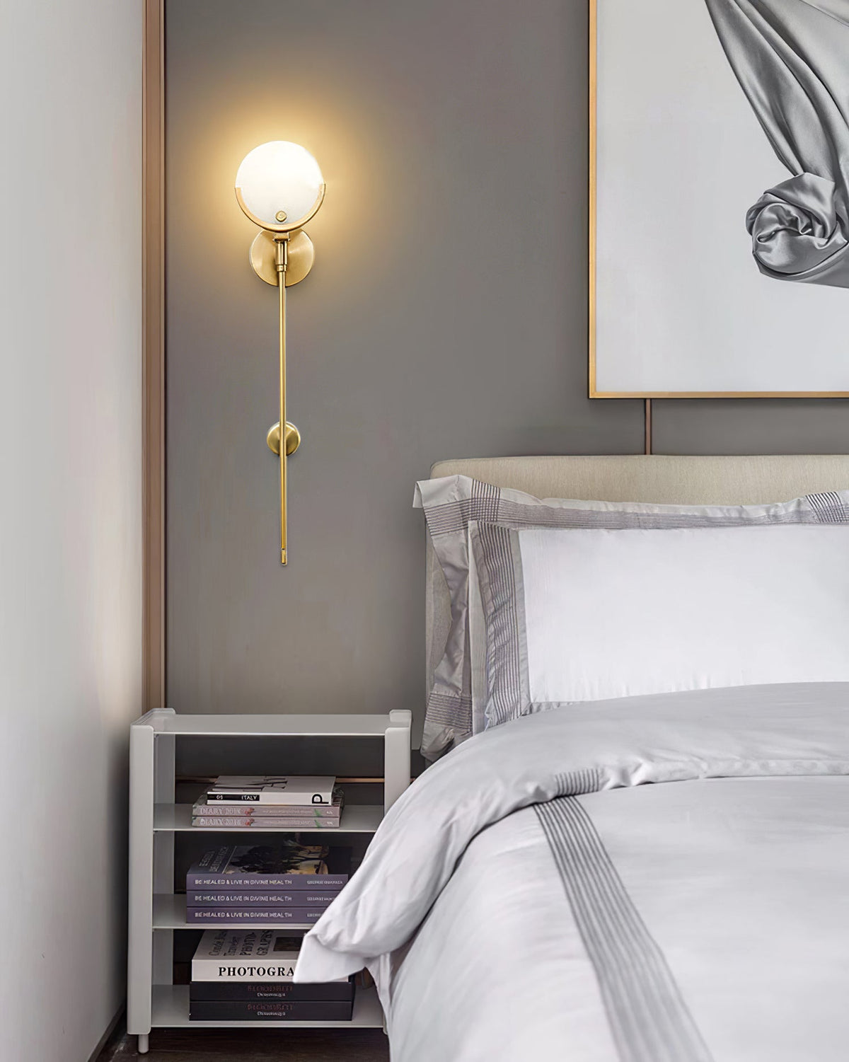 Crescent-Cradle Alabaster Globe Wall Sconce