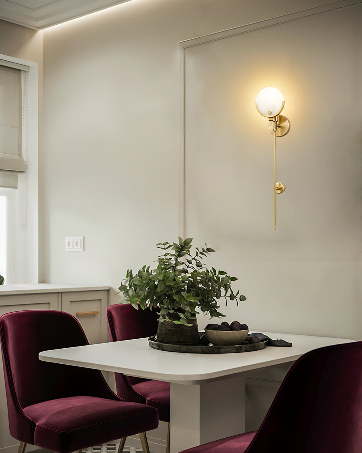 Crescent-Cradle Alabaster Globe Wall Sconce