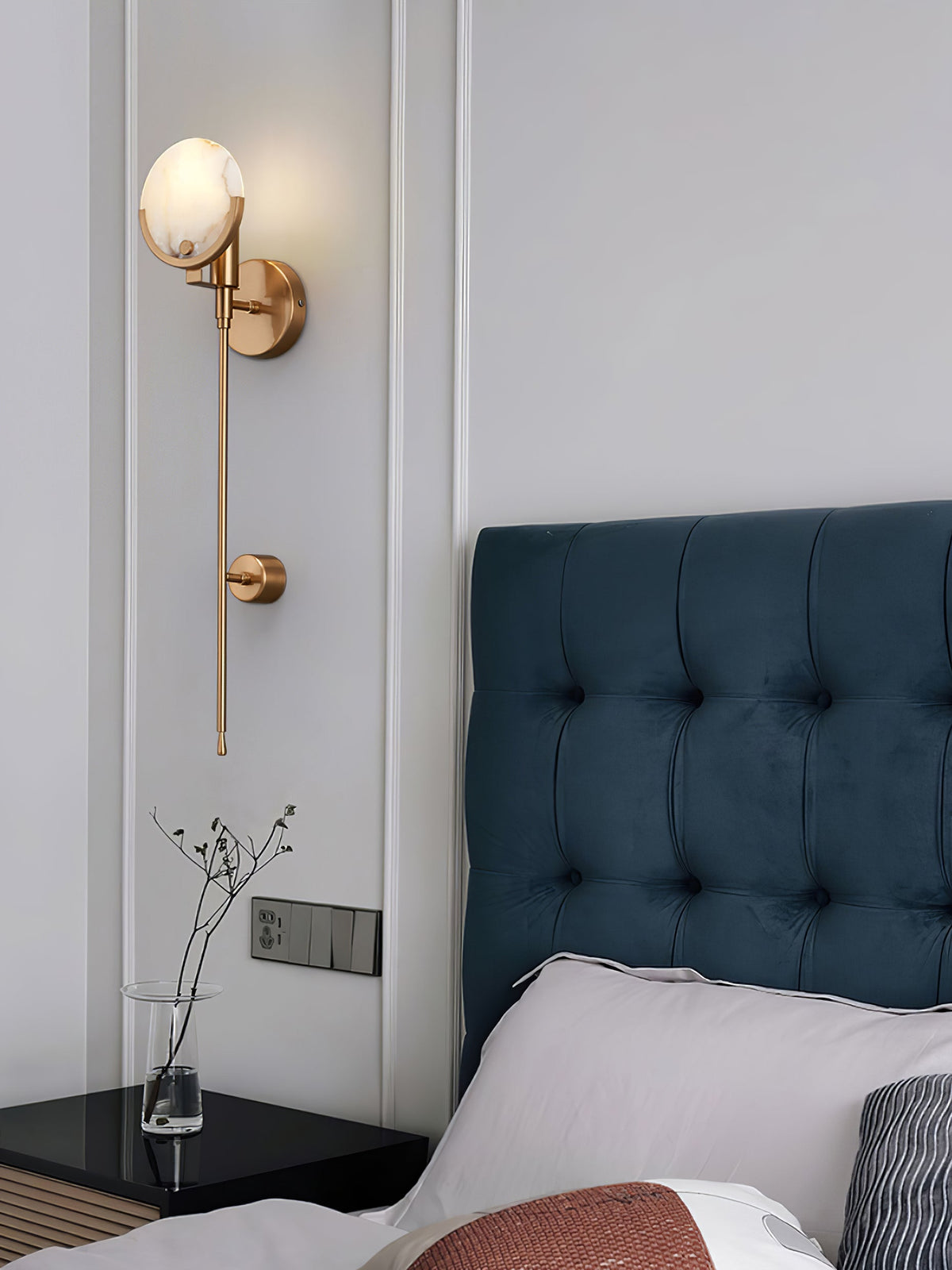 Crescent-Cradle Alabaster Globe Wall Sconce