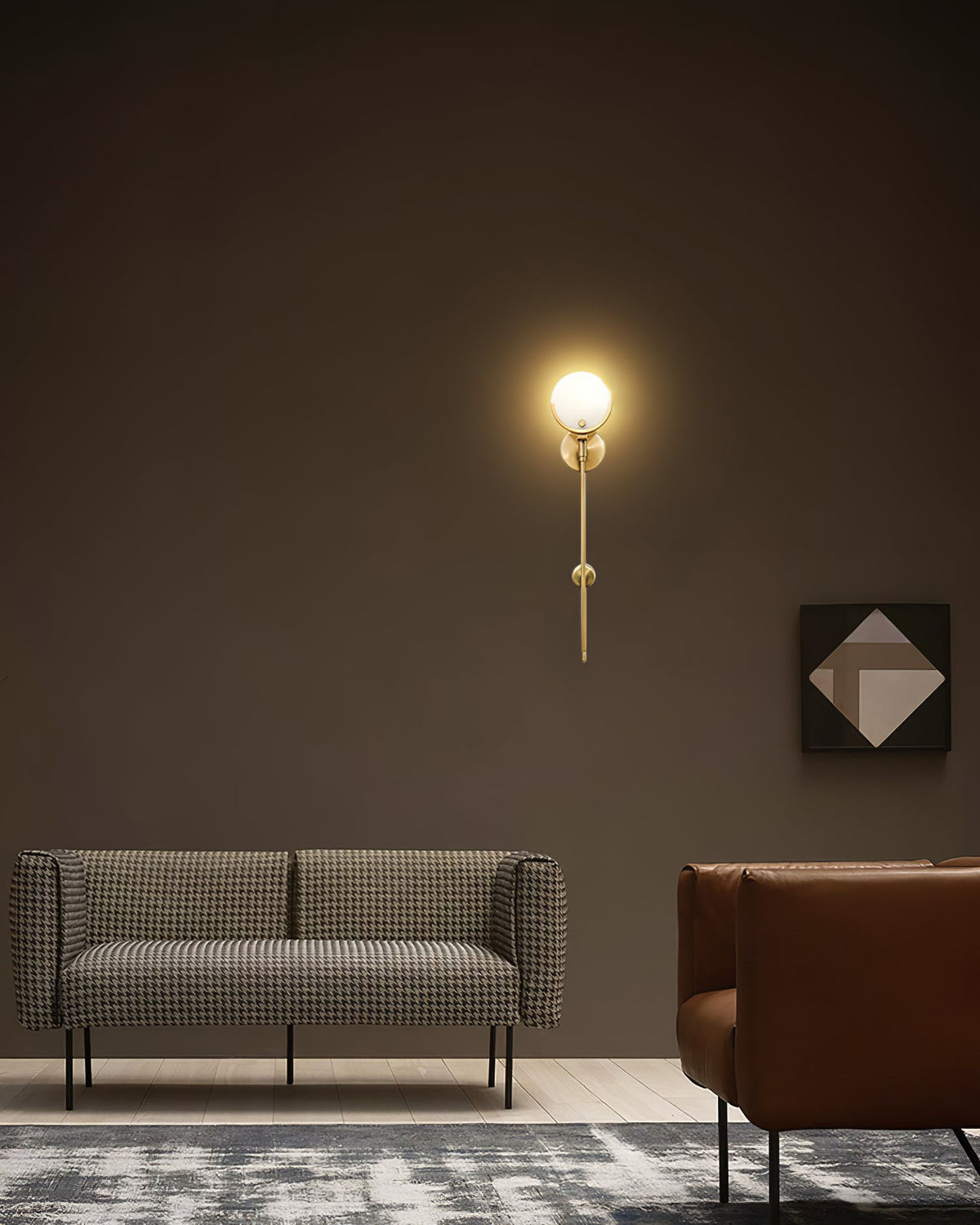 Crescent-Cradle Alabaster Globe Wall Sconce