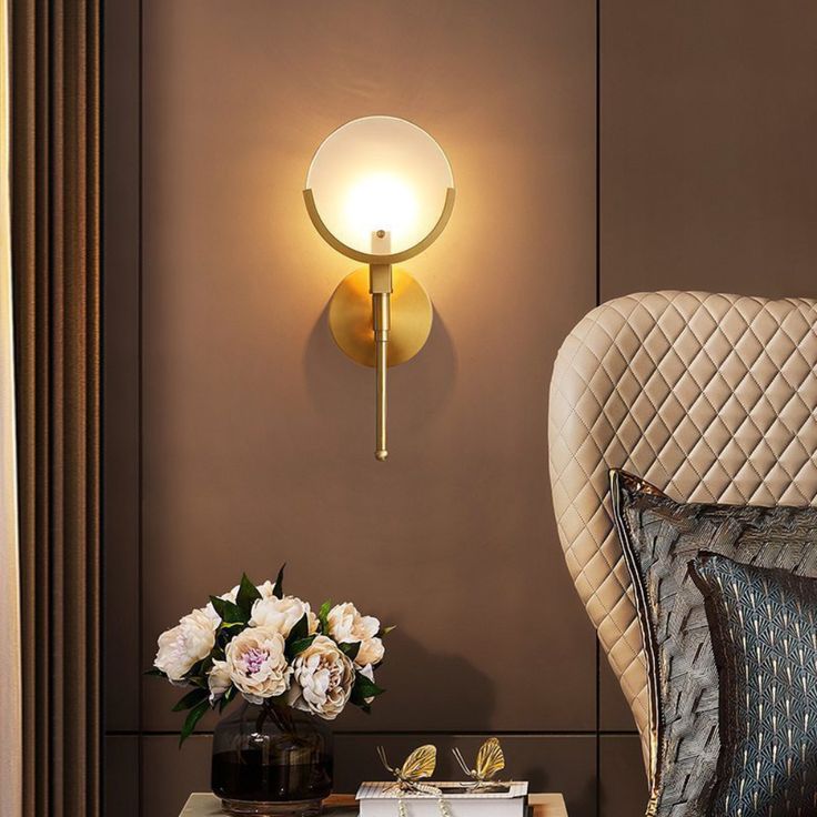 Crescent-Cradle Alabaster Globe Wall Sconce