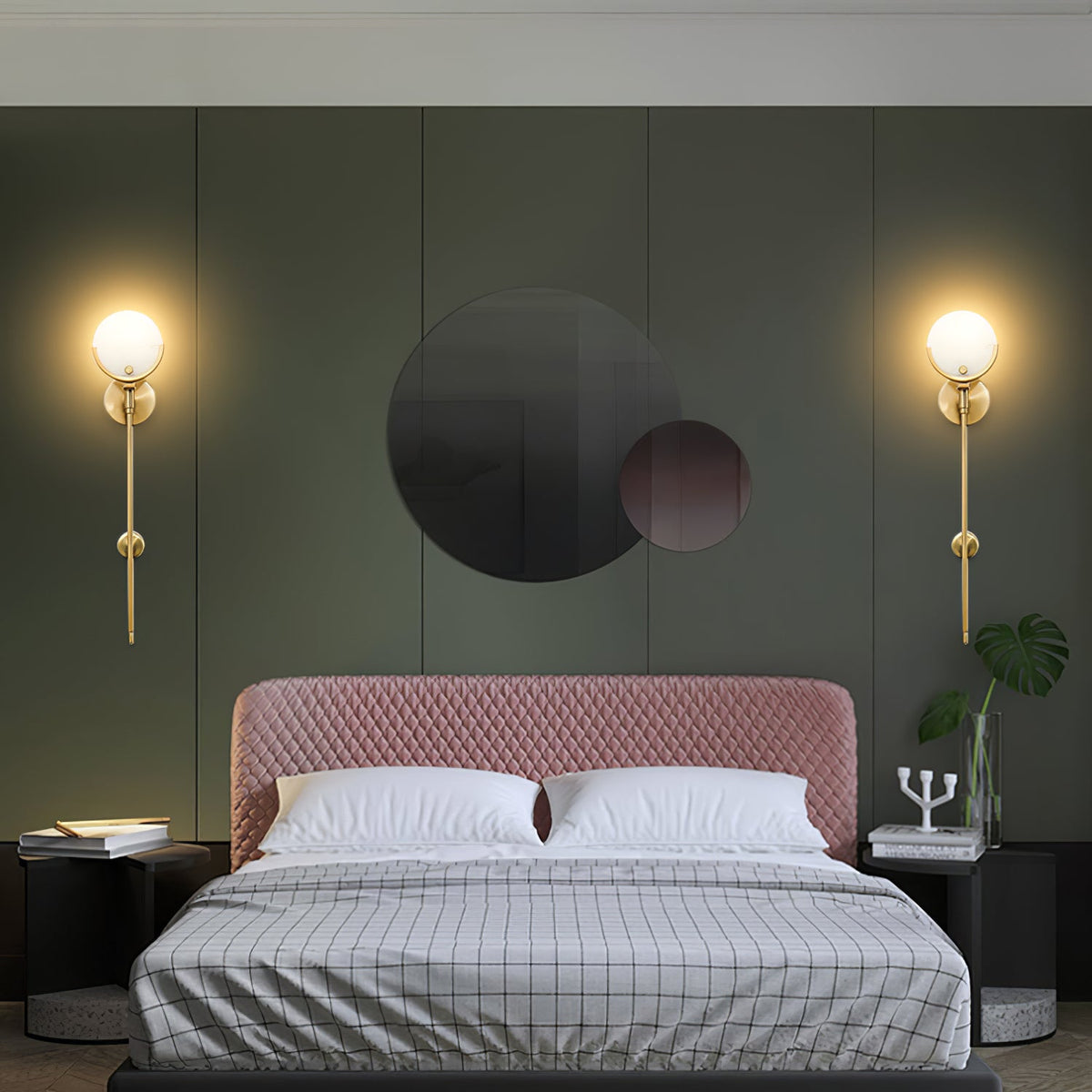 Crescent-Cradle Alabaster Globe Wall Sconce
