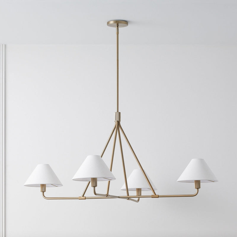Beatrix Chandelier 4 Heads ∅ 43.3″ x H 18.9″ / Dia 110cm x H 48cm / Brass & White Chandelier
