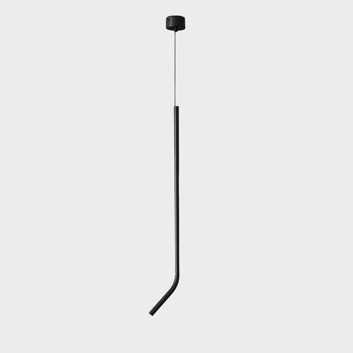 Bending Line Pendant Lamp ∅ 1.2″ x H 35.4″ / Dia 3cm x H 90cm (Single bend) / Black / Warm Light Chandelier