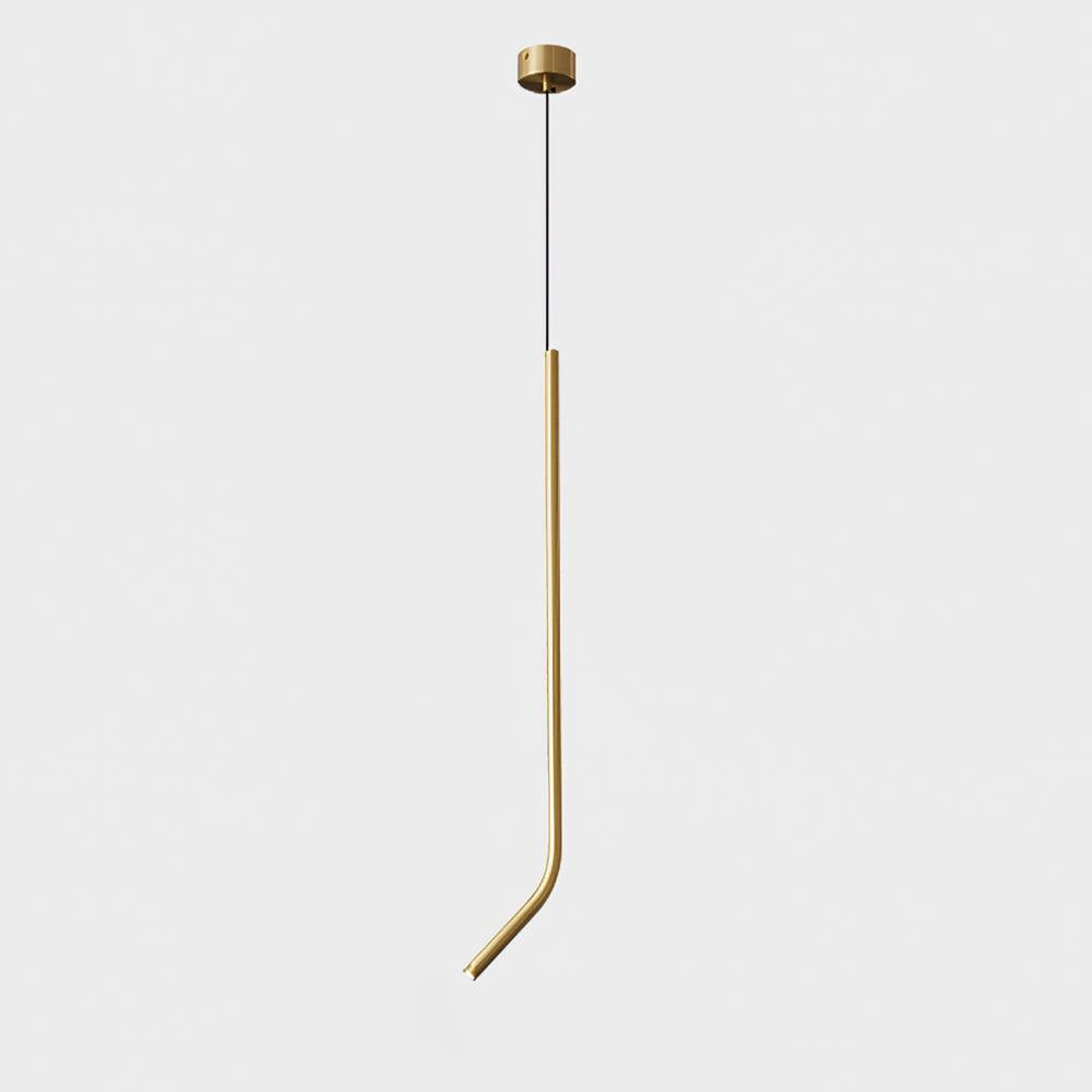 Bending Line Pendant Lamp ∅ 1.2″ x H 35.4″ / Dia 3cm x H 90cm (Single bend) / Gold / Warm Light Chandelier