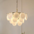 Bettina Murano Chandelier ? 19.6″ x H 15.7″ / Dia 50cm x H 40cm / Gold & White glass Chandelier