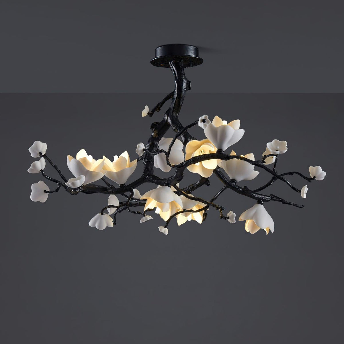 Black Copper Tree Chandelier ? 31.5″ x H 17.7″ / Dia 80cm x H 45cm / Brass stained black Chandelier