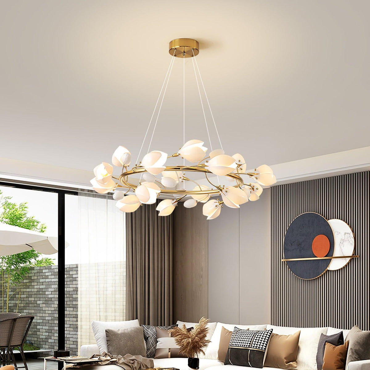 White Porcelain Magnolia Chandelier Chandelier