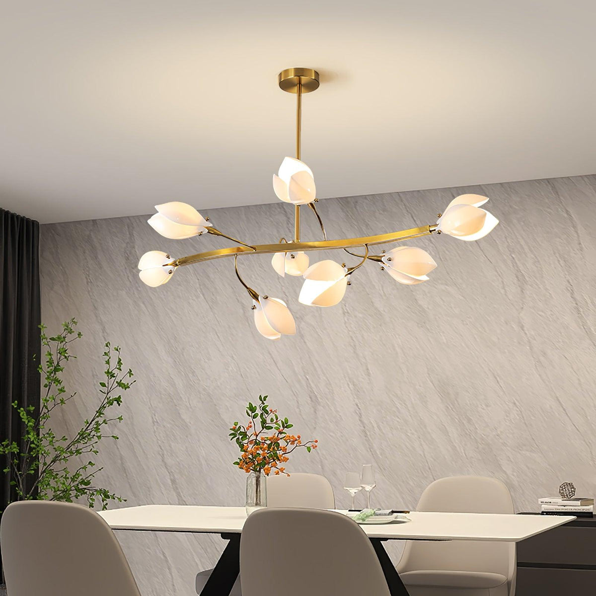 White Porcelain Magnolia Chandelier Chandelier