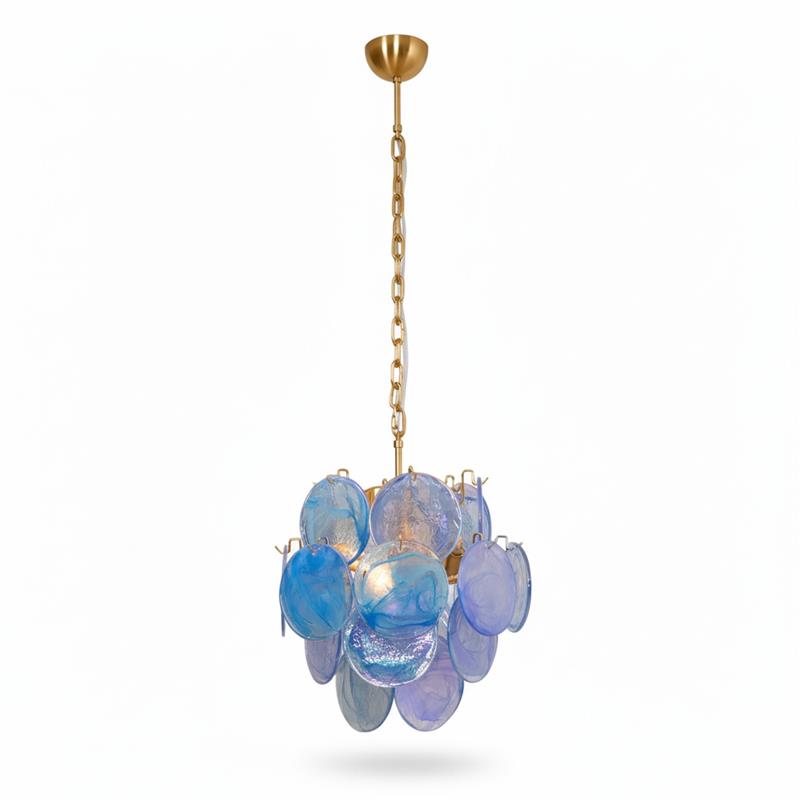 Blue Disc Murano Chandelier
