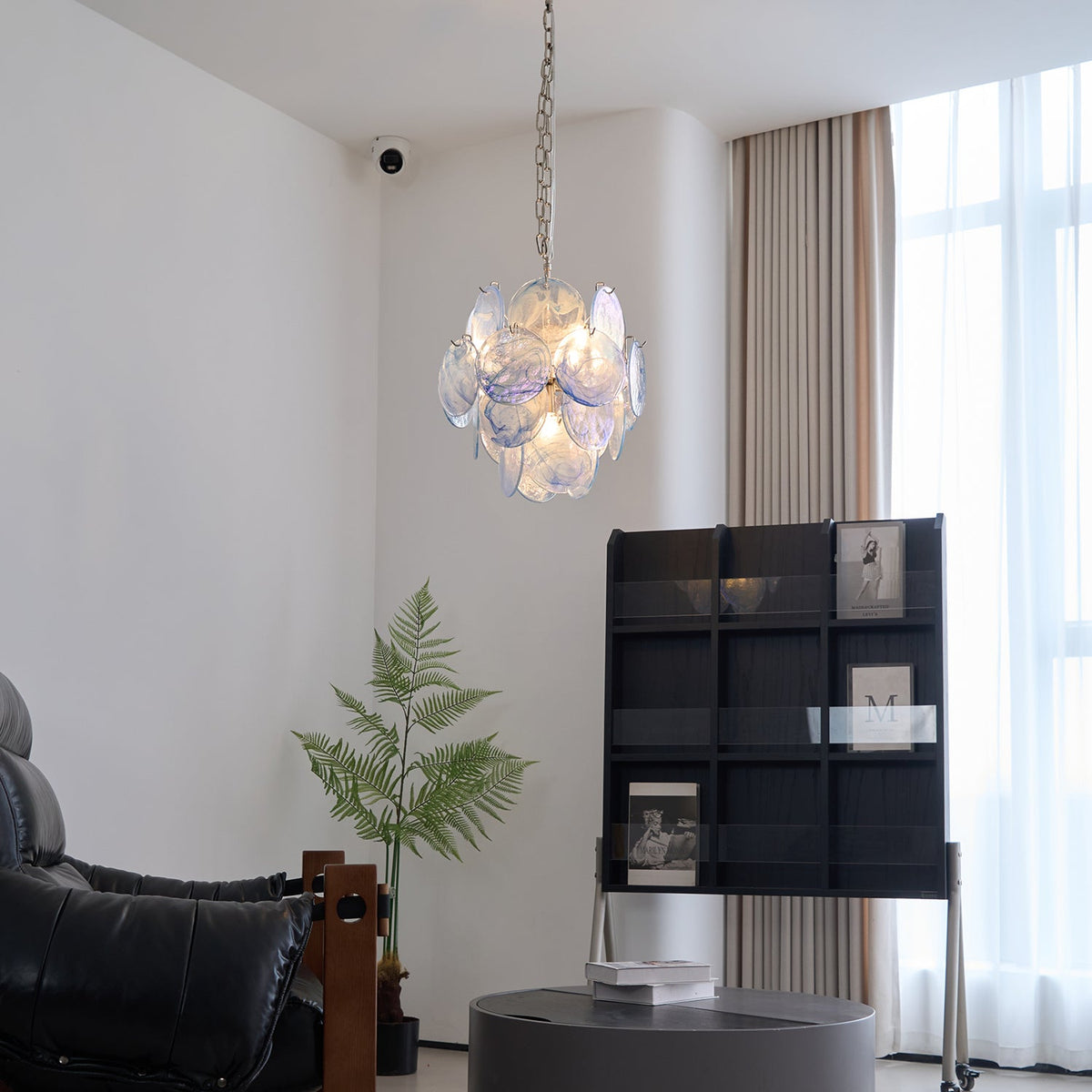 Blue Disc Murano Chandelier