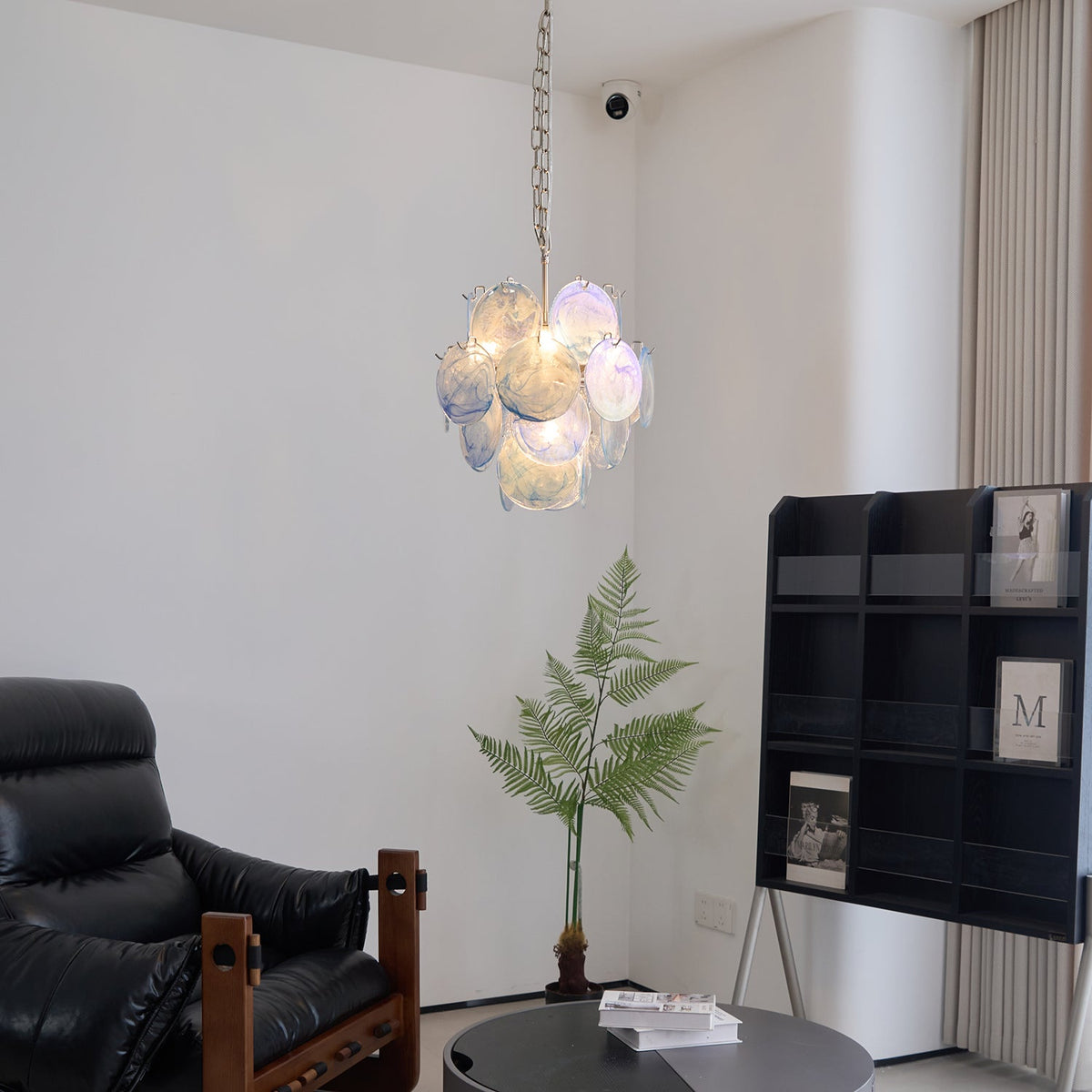 Blue Disc Murano Chandelier