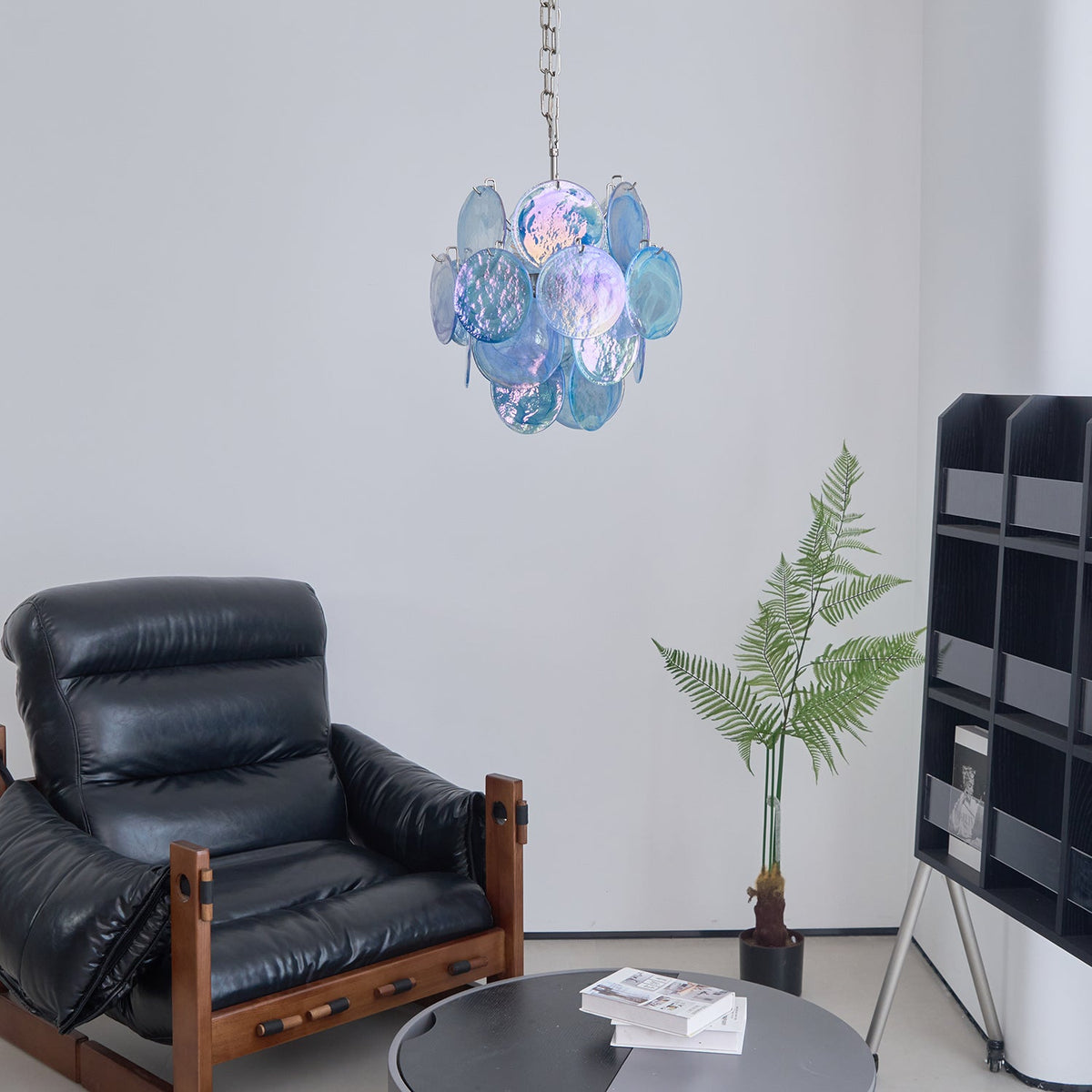 Blue Disc Murano Chandelier