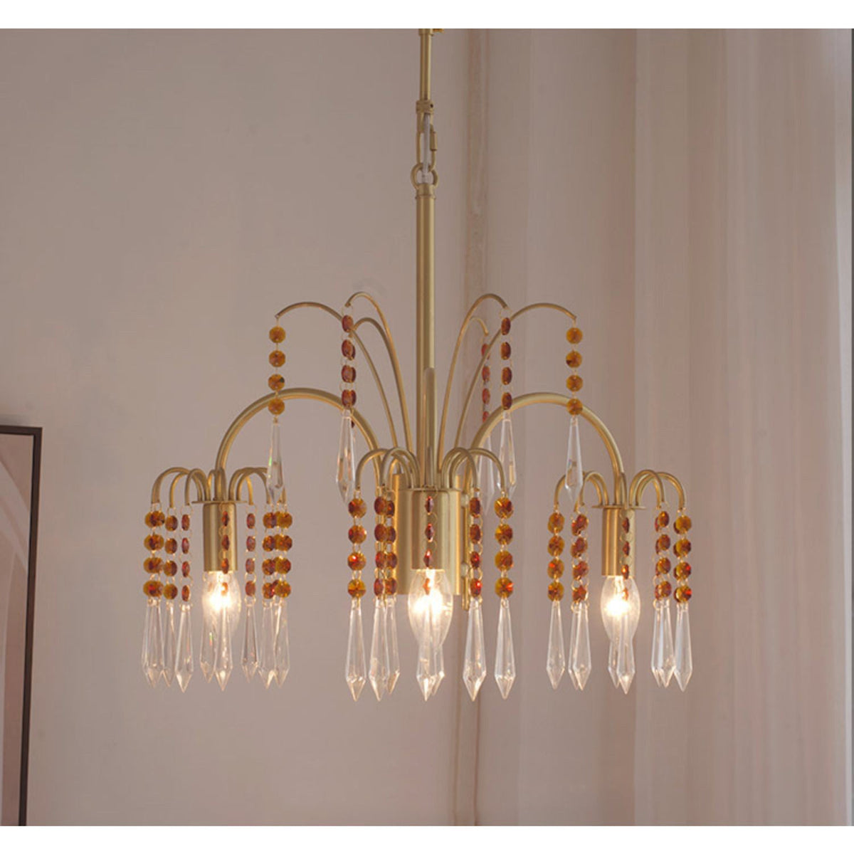Brass Candle Crystal Chandelier