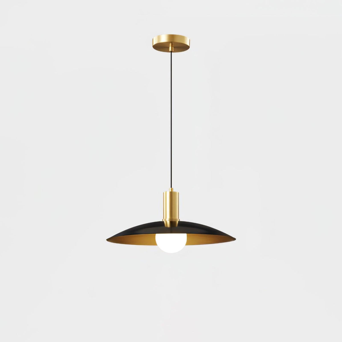 Brass Flared Pendant Lamp ∅ 13″ x H 4.7″ / Dia 33cm x H 12cm / Black & Brass Pendant light