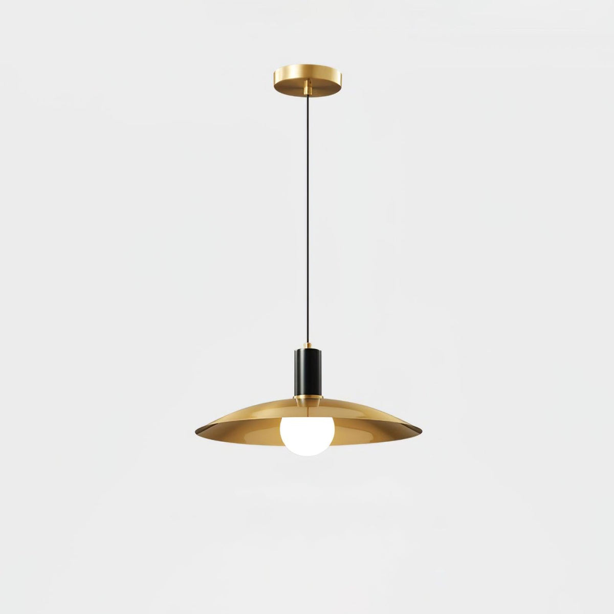 Brass Flared Pendant Lamp ∅ 13″ x H 4.7″ / Dia 33cm x H 12cm / Brass & Black Pendant light