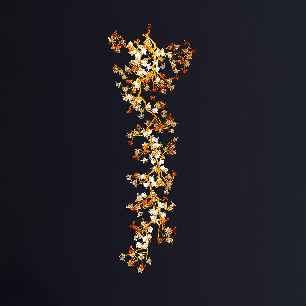 Brass Maple Branch Chandelier ∅ 39.4″ x H 110.2″ / Dia 100cm x H 280cm / Brass & Clear & Yellow Chandelier