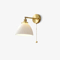Brass Pleated Ceramic Wall Lamp ? 6.7″ x H 9.1″ x L 13.4″ / Dia 17cm x H 23cm x L 34cm / Brass & White Ceramic Wall lamp