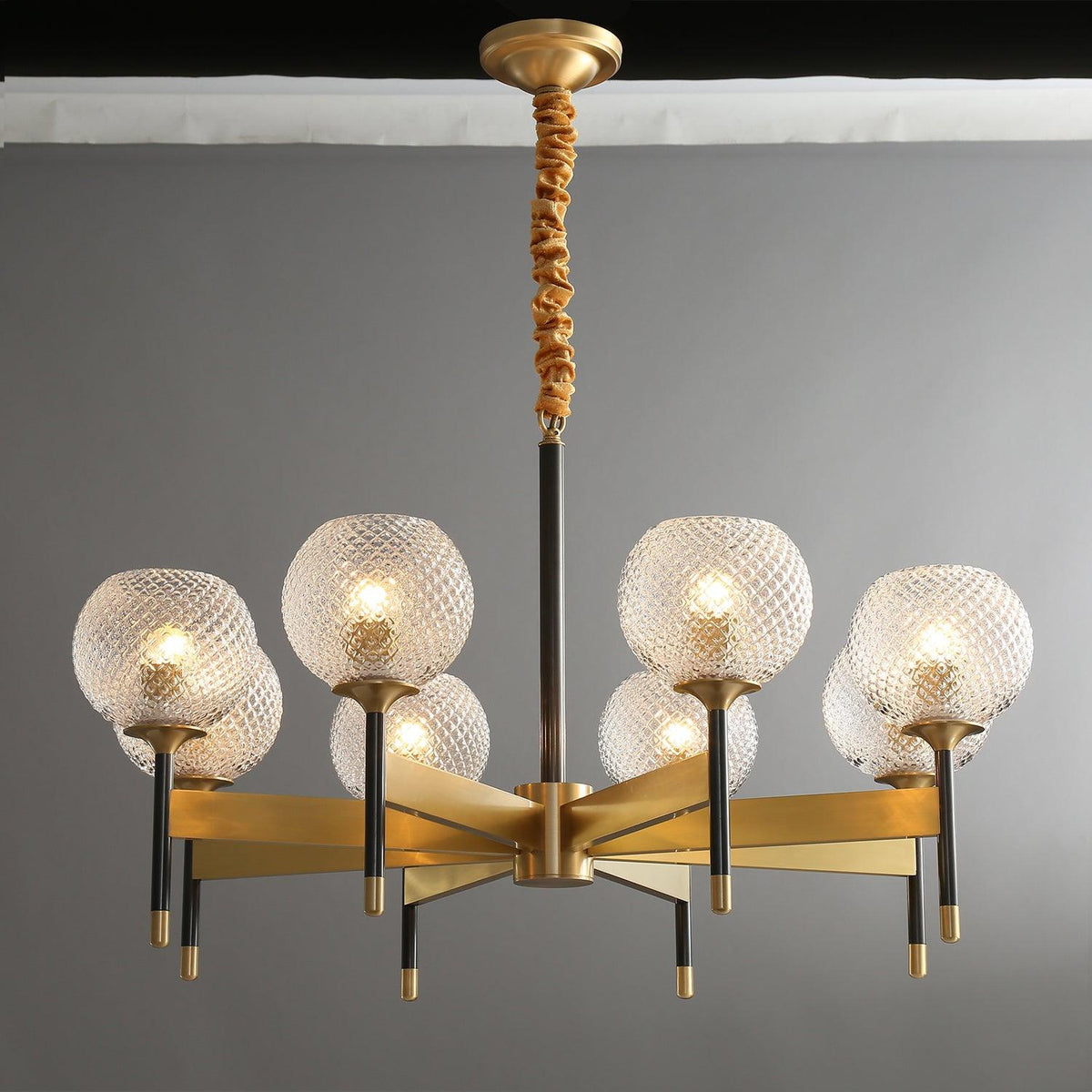 Breton Chandelier 8 heads ∅ 34.3″ x H 20.1″ / Dia 87cm x H 51cm / Brass Chandelier