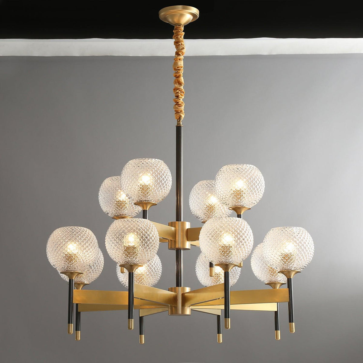 Breton Chandelier 12 heads ∅ 34.3″ x H 28.3″ / Dia 87cm x H 72cm / Brass Chandelier
