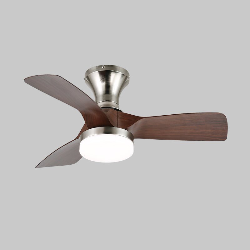 Calix 28’’ Ceiling Fan Light ? 28″ x H 9.8″ / Model E Walnut Wood Grain & Nickel / Three-Color Changing Light 1001