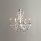 Candle Holder Chandelier 5 heads Φ 15.7″ x H 19.7″ / Dia 40cm x H 50cm / Antique White Chandelier