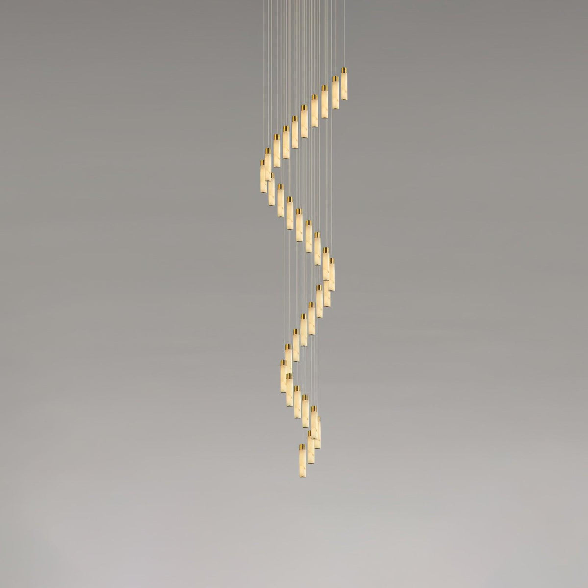 Celestial Alabaster Cascade Chandelier 32 Heads Round canopy ? 39.4″ x H 118.1″ / Dia 100cm x H 300cm / Brass & White