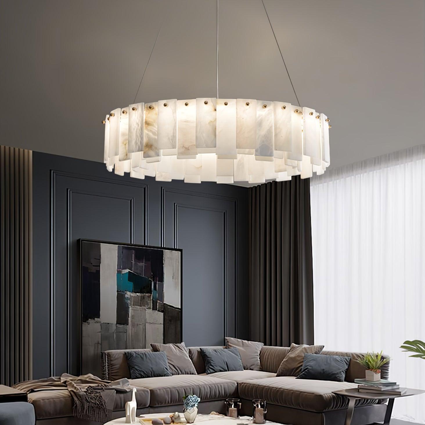 Celestial Alabaster Round Chandelier Chandelier