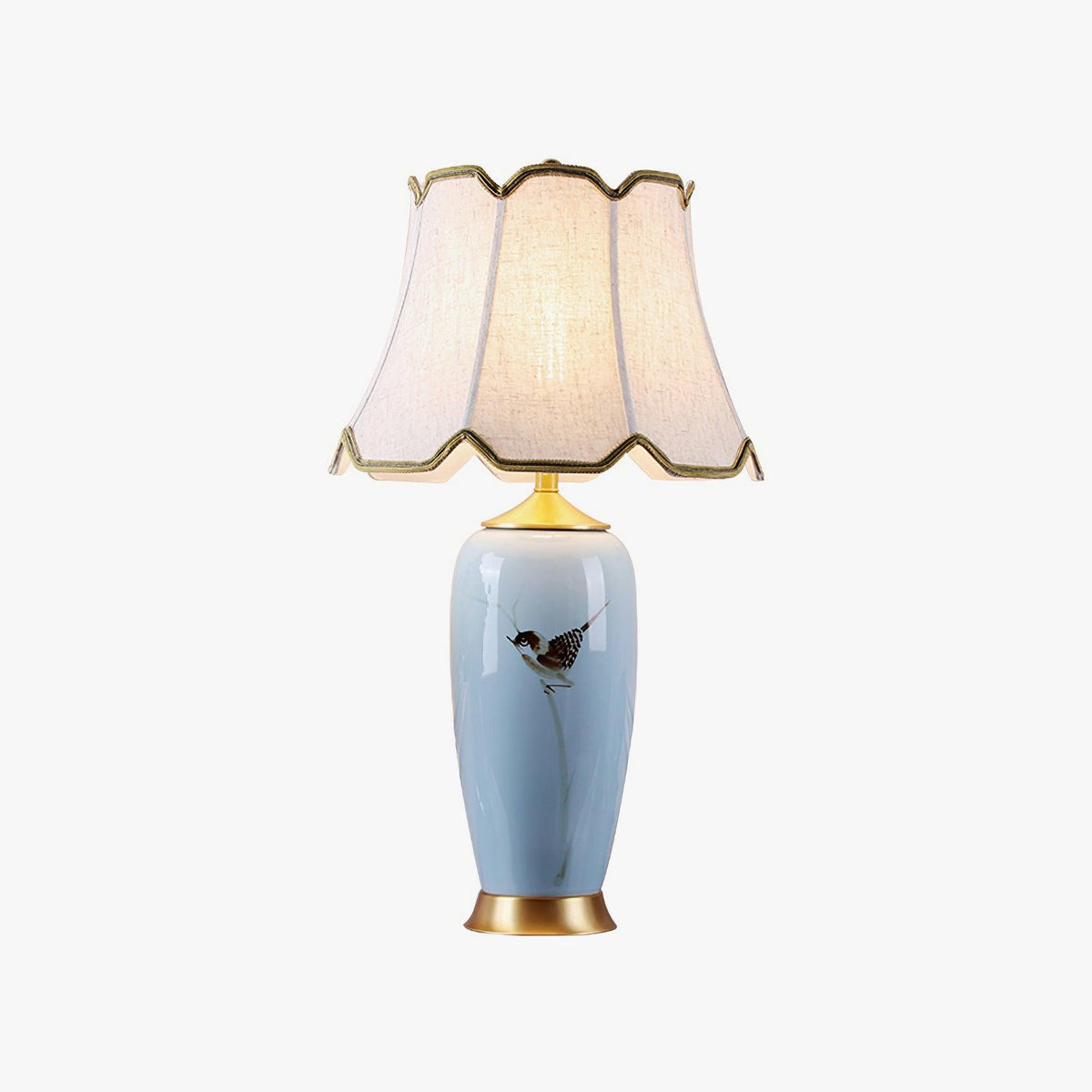 Ceramic Oval Desk Lamp ∅ 13.8″ x H 25.6″ / Dia 35cm x H 65cm / Blue / US plug Table lamp