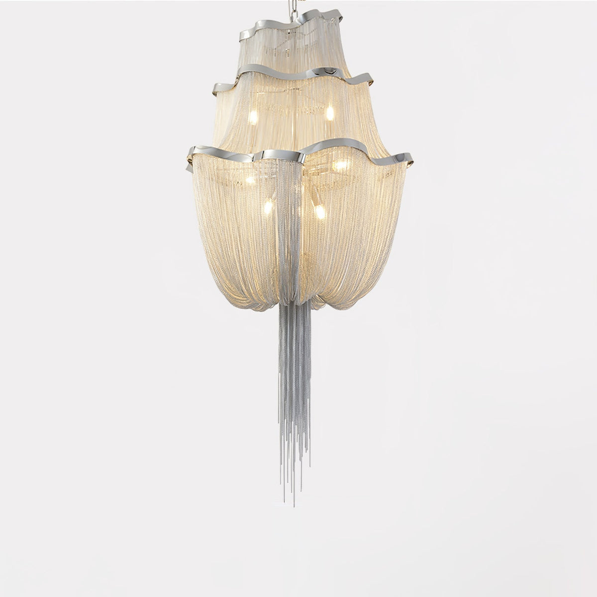 Chains Shimmering Chandelier Three layers Dia 25.6″ x H 47.2″ / Dia 65cm x H 120cm / Silver Chandelier