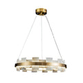 Alabaster Halo Chandelier Model A Φ 23.6″ x H 59″ / Dia 60cm x H 150cm / Brass + White Chandelier