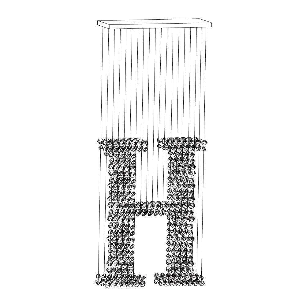 Charcoal Chandeliers G to L Long canopy H: L 39.4″ x W 13.8″ x H 98.4″ / L100cm x W 35cm x H 250cm / Black / Warm Light